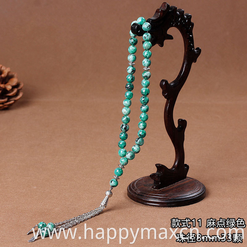 New Arrival Wholesale 33 Jade Agate Islamic Rosary Bead Crystal Tasbih Beads Muslim Prayer Beads